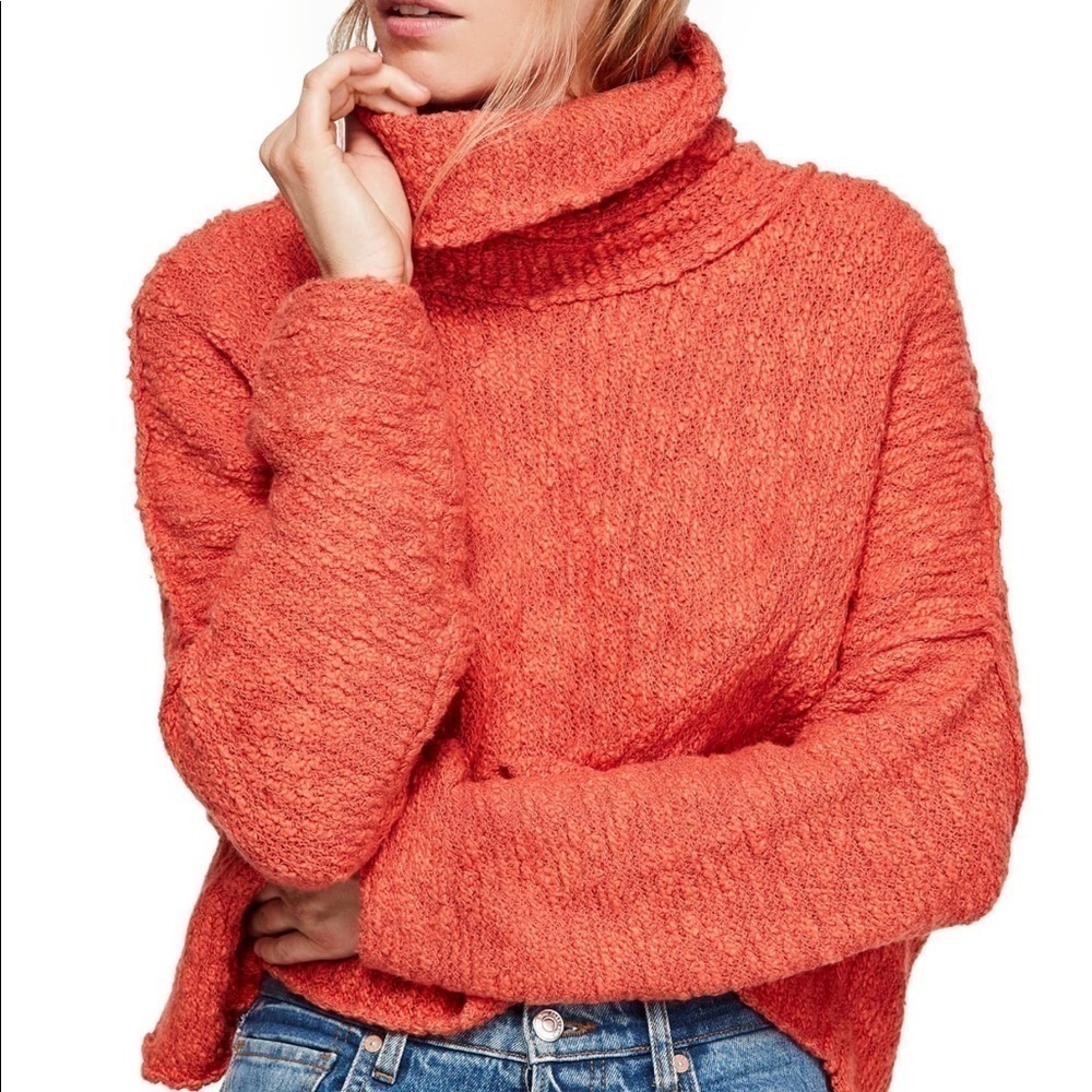 Free People Big Easy Cropped Cowl Neck Pullover Sweater Size L Women
